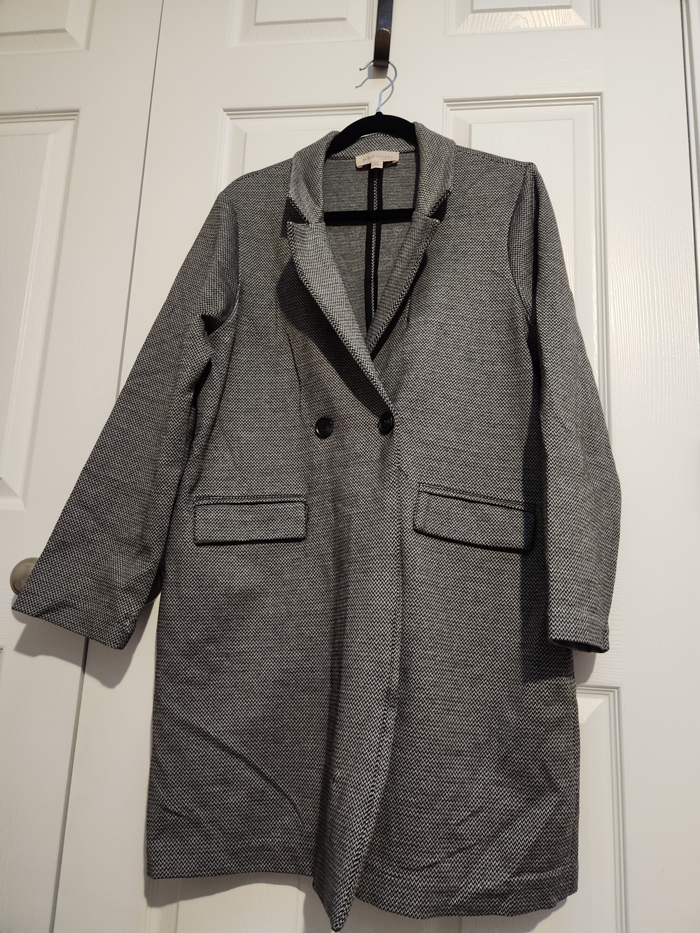 Philosophy Double-Breasted Gray Textured Trench Coat